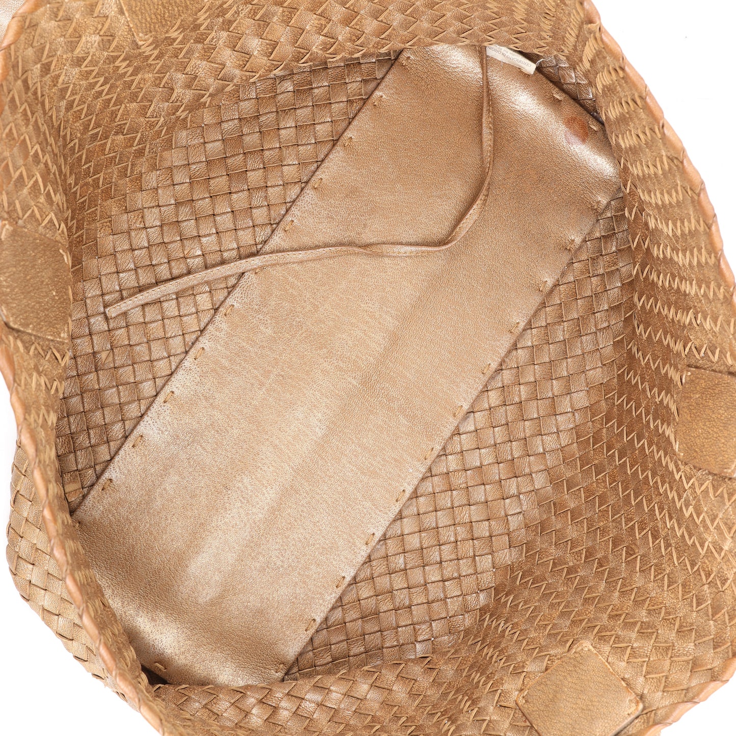 Bottega Veneta Intrecciato Cabat MM Leather Tote in Gold