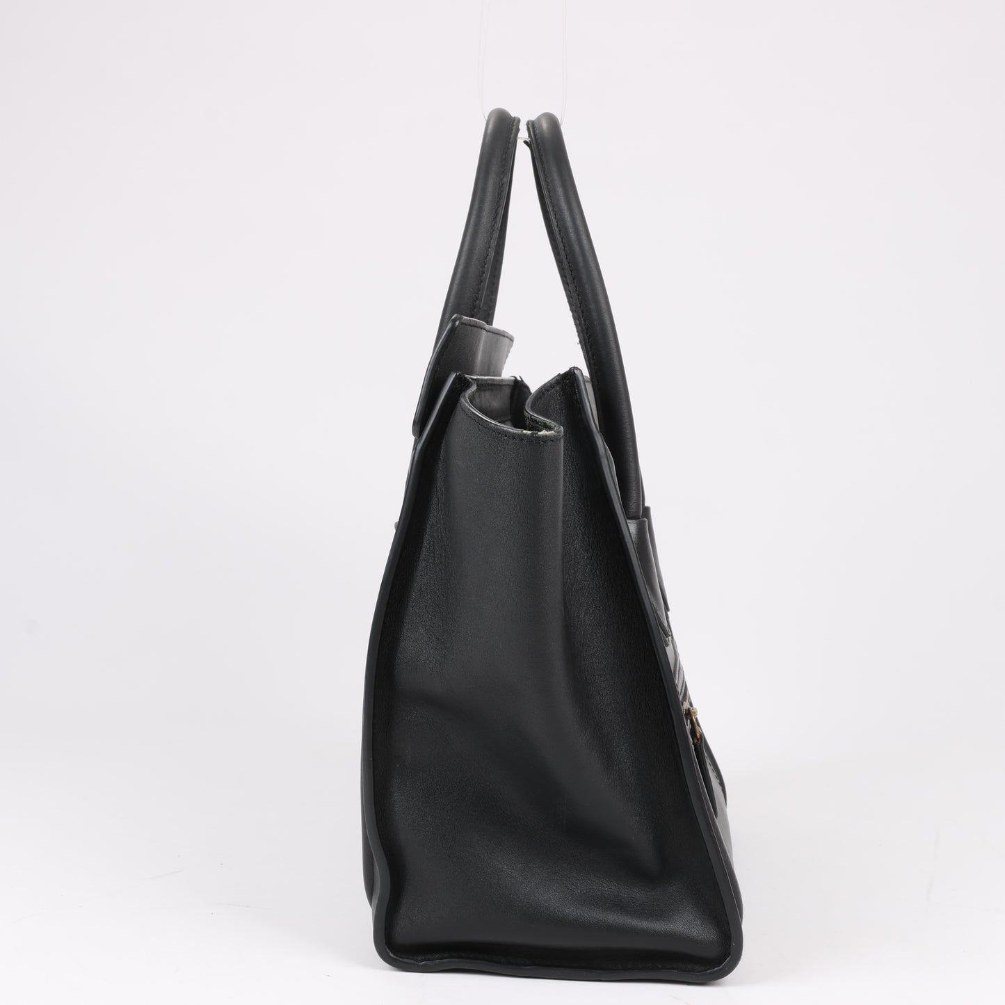 CELINE Luggage Micro Leather Handbag in Black