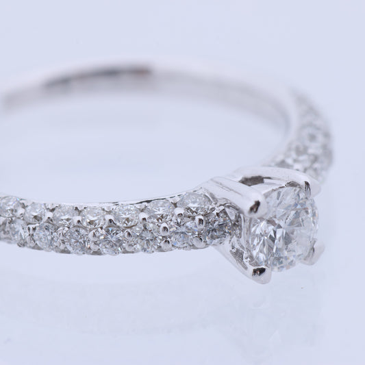 Non Signe / Unsigned 14K White Gold Ring with 45 Natural Diamonds