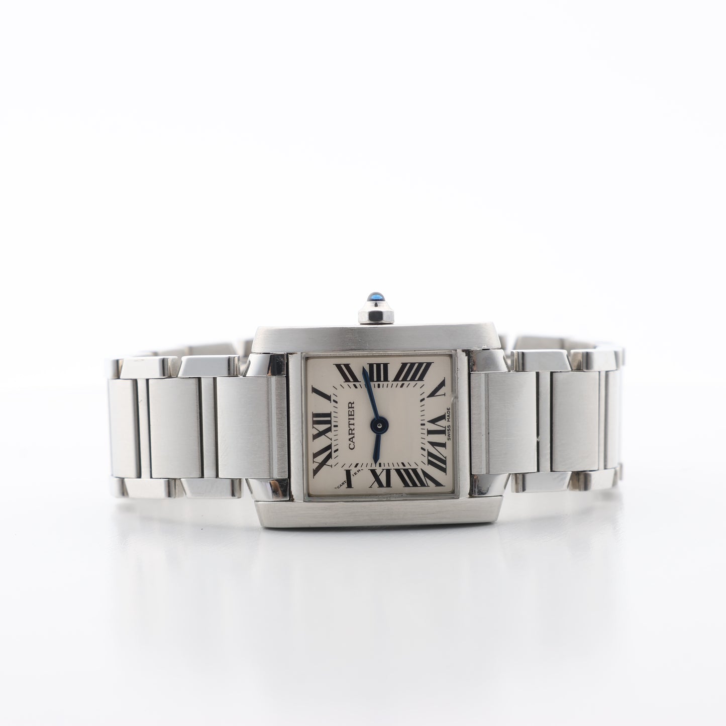 Cartier Tank Francaise W51008Q3 2384533804LX SS QZ Uhr mit elfenbeinfarbenem Zifferblatt