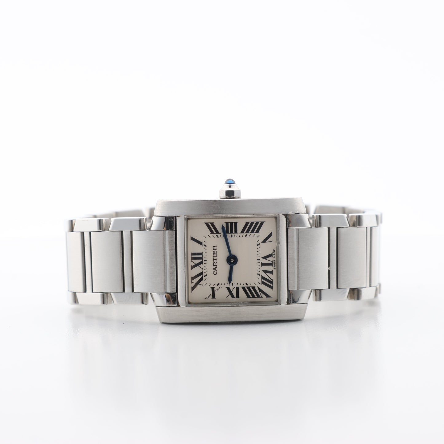 Cartier Tank Francaise W51008Q3 2384533804LX SS QZ Ivory-Face Watch