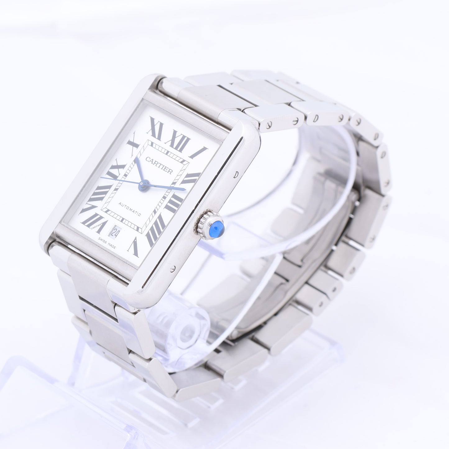 Cartier Tank Solo W5200028 3515780917TX SS AT Uhr mit silbernem Zifferblatt