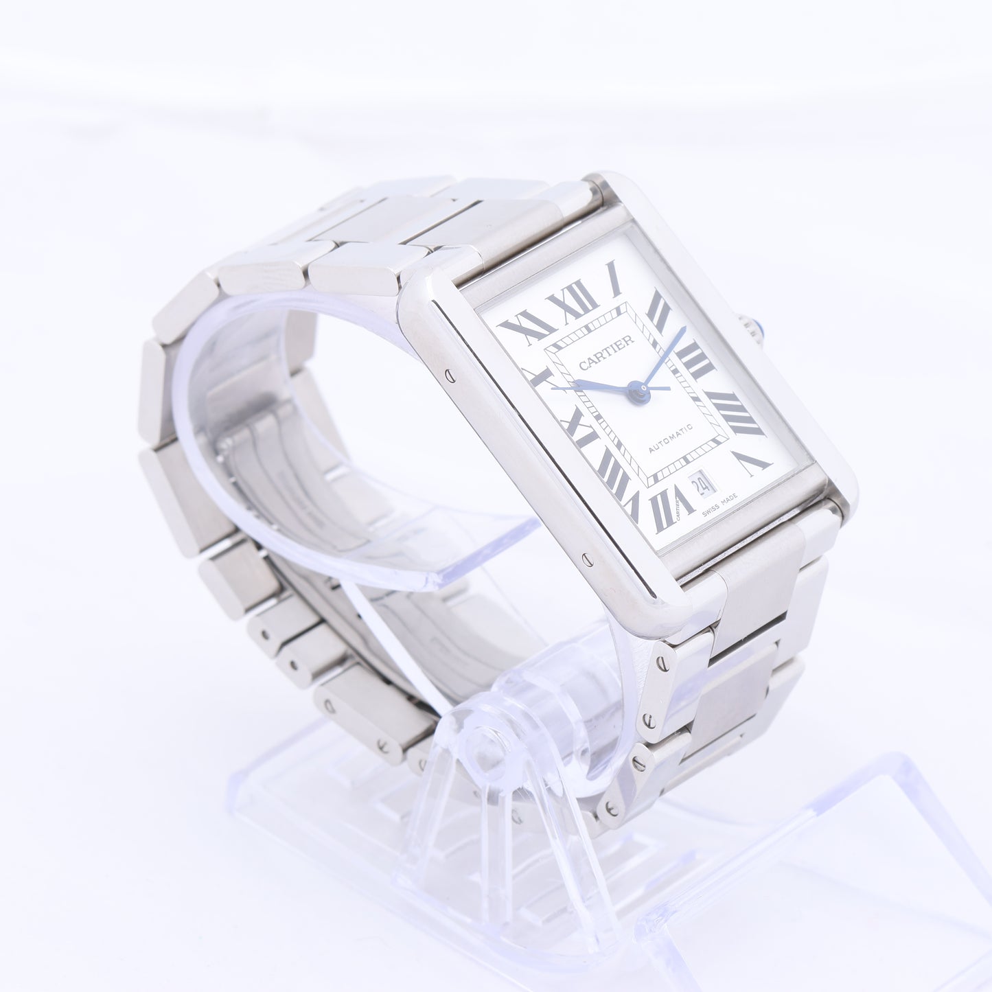 Cartier Tank Solo W5200028 3515780917TX SS AT Uhr mit silbernem Zifferblatt