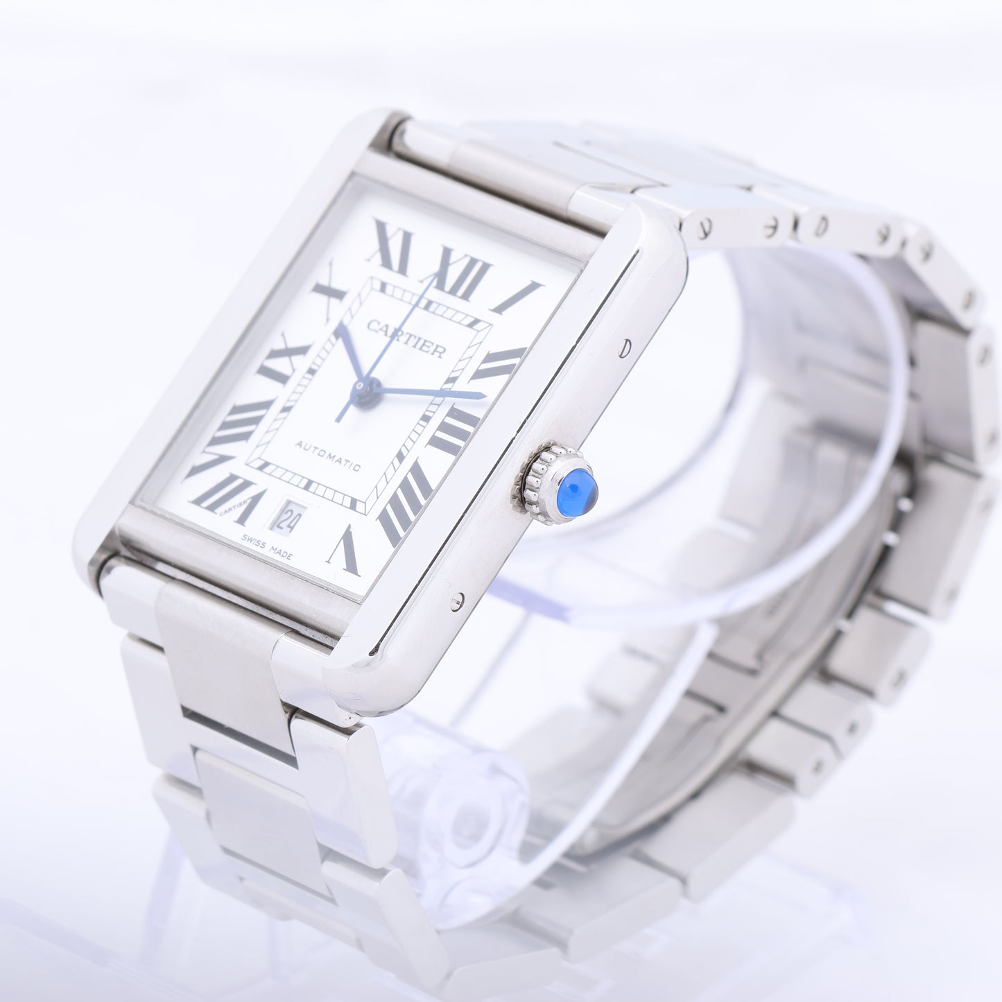 Cartier Tank Solo W5200028 3515780917TX SS AT Uhr mit silbernem Zifferblatt