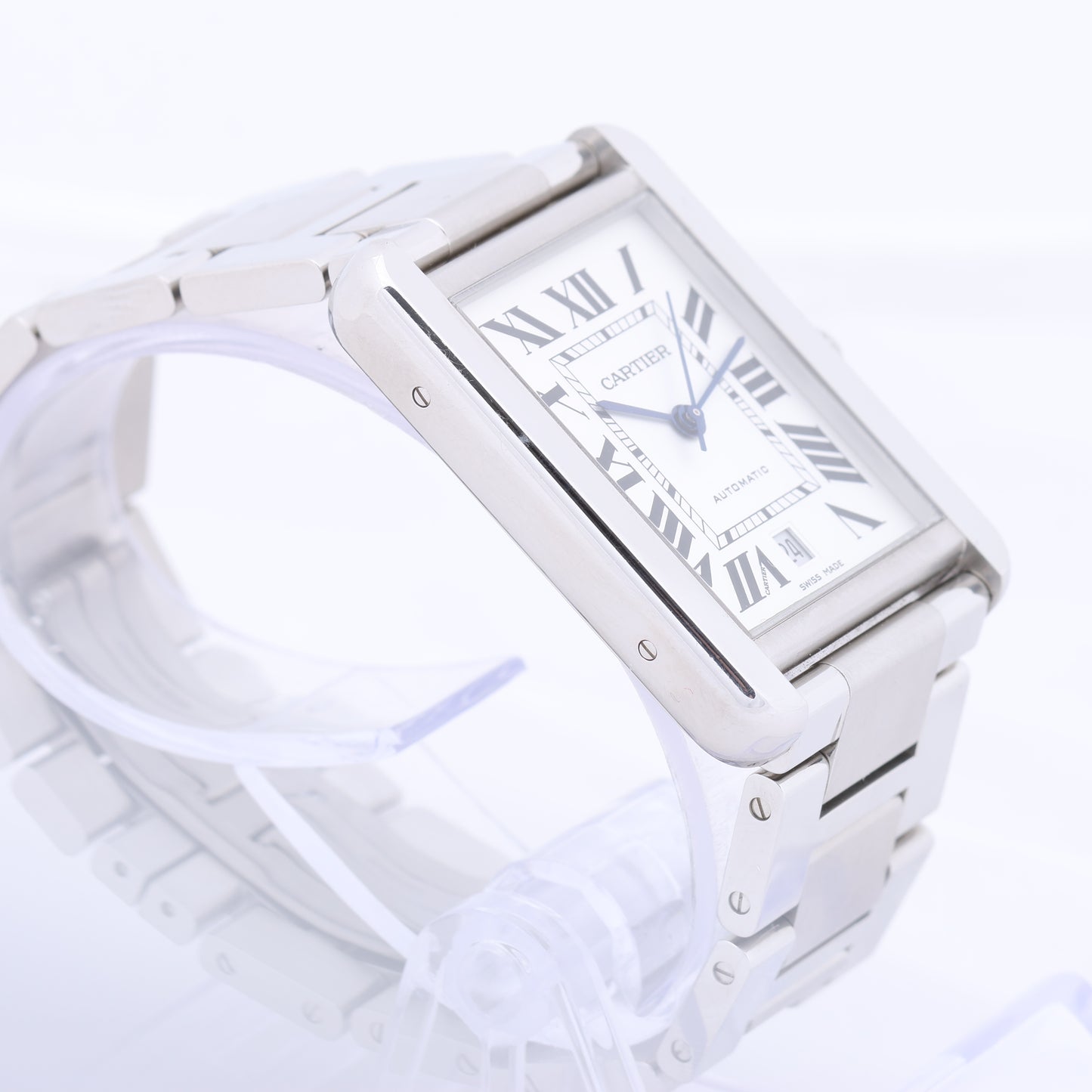 Cartier Tank Solo W5200028 3515780917TX SS AT Uhr mit silbernem Zifferblatt