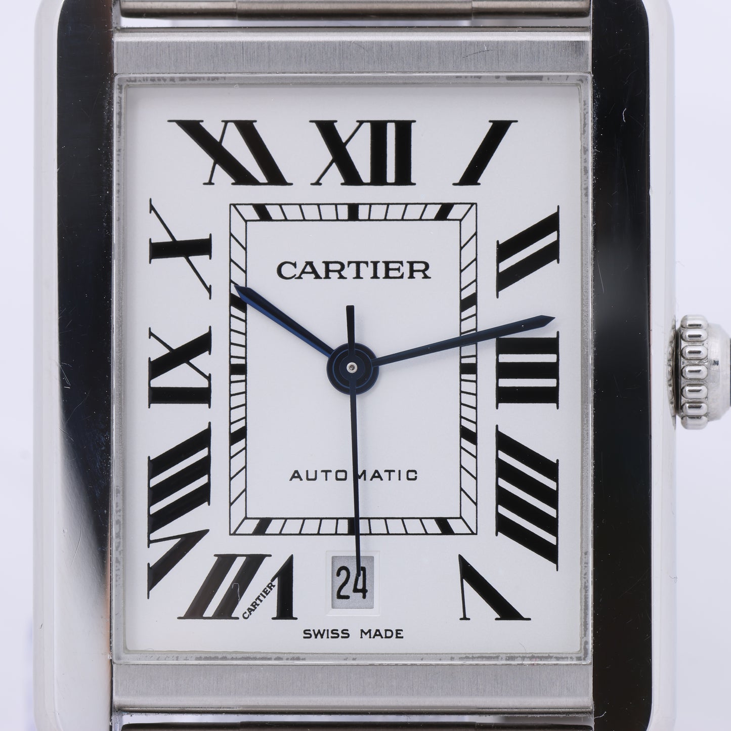 Cartier Tank Solo W5200028 3515780917TX SS AT Uhr mit silbernem Zifferblatt