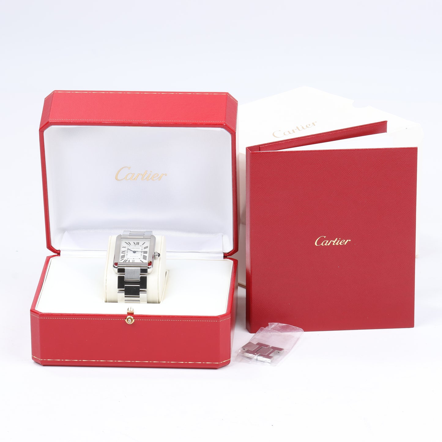 Cartier Tank Solo W5200028 3515780917TX SS AT Uhr mit silbernem Zifferblatt