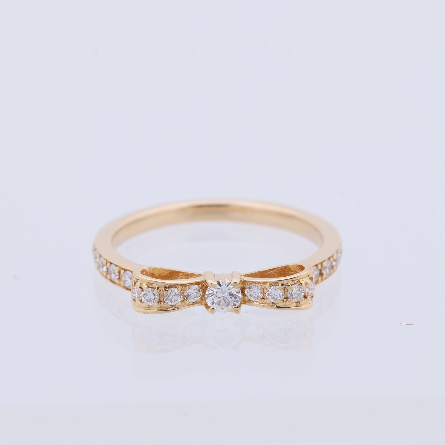 AVALONE Bow Diamond Ring K18(YG) 2.2g 0.25 ct