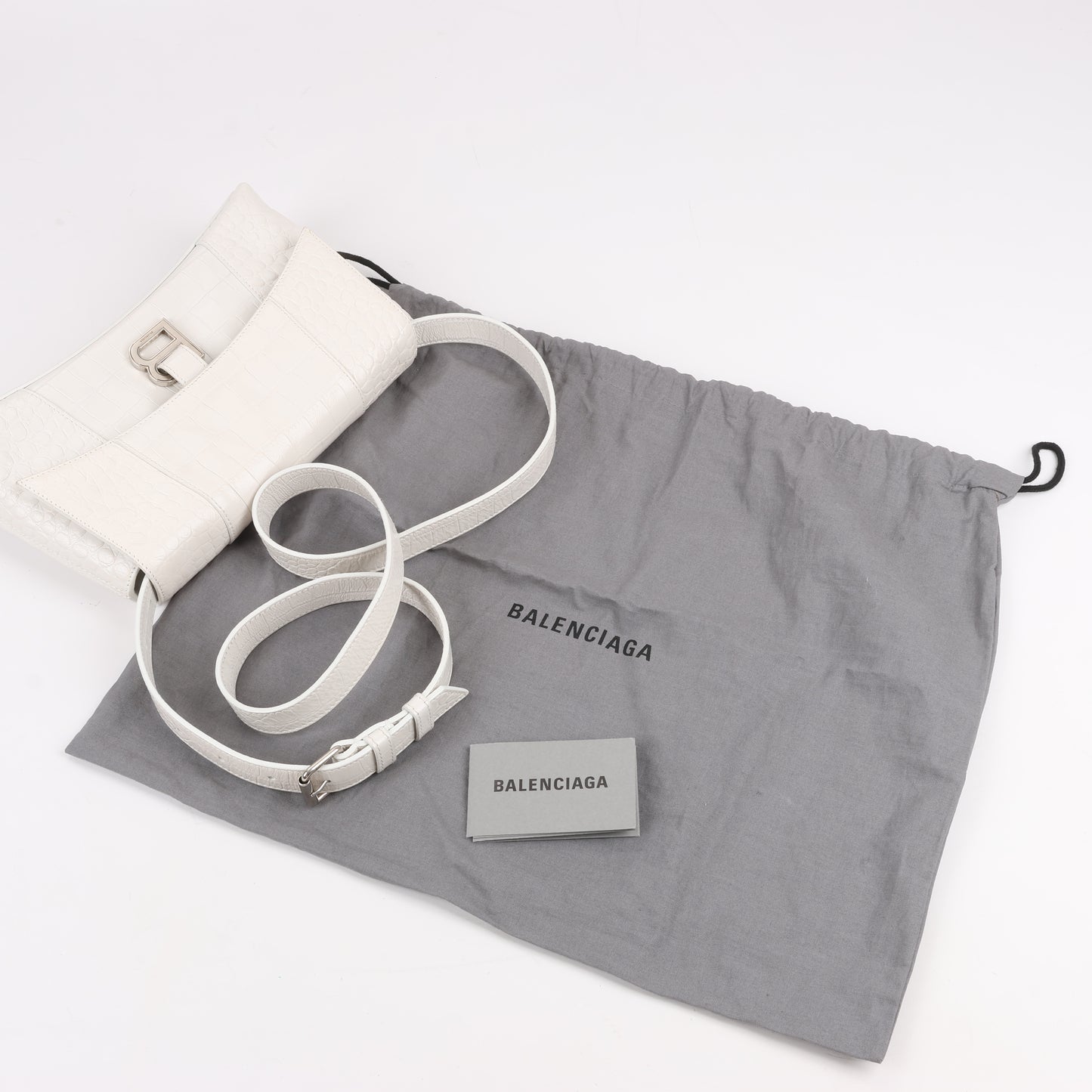 Balenciaga Hourglass Mock Croc Shoulder bag in White 671355