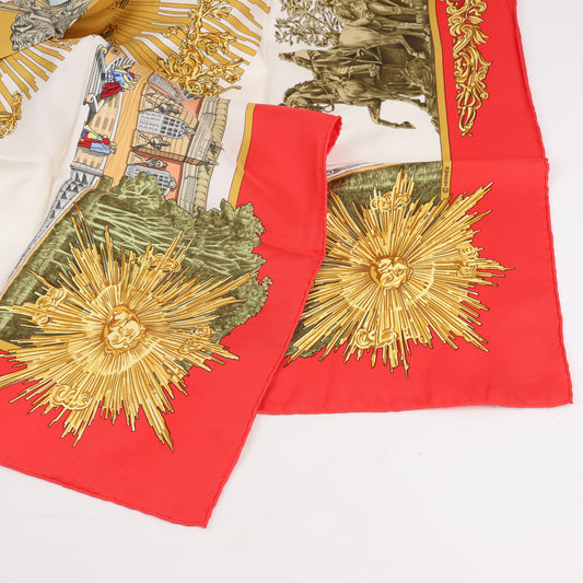 Hermès Carré 90 "SANSSOUCY" 100% Silk Scarf in Red
