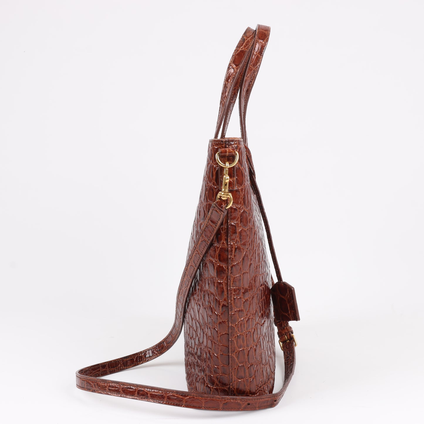 Saint Laurent Paris Toy Shopping Mock Croc 2Way Handbag in Brown 600307