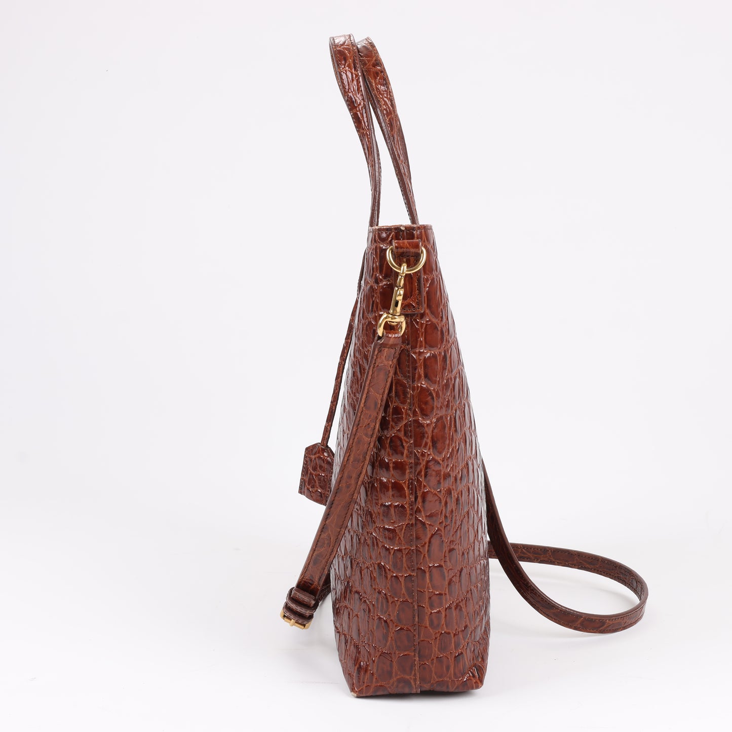 Saint Laurent Paris Toy Shopping Mock Croc 2Way Handbag in Brown 600307