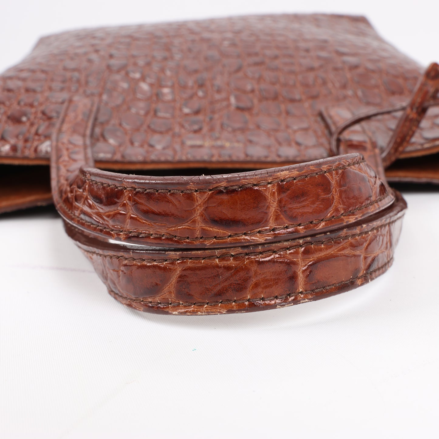 Saint Laurent Paris Toy Shopping Mock Croc 2Way Handbag in Brown 600307