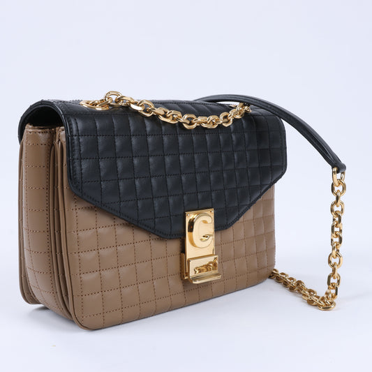 Sac à bandoulière en cuir Celine C Sées Medium Noir × Marron
