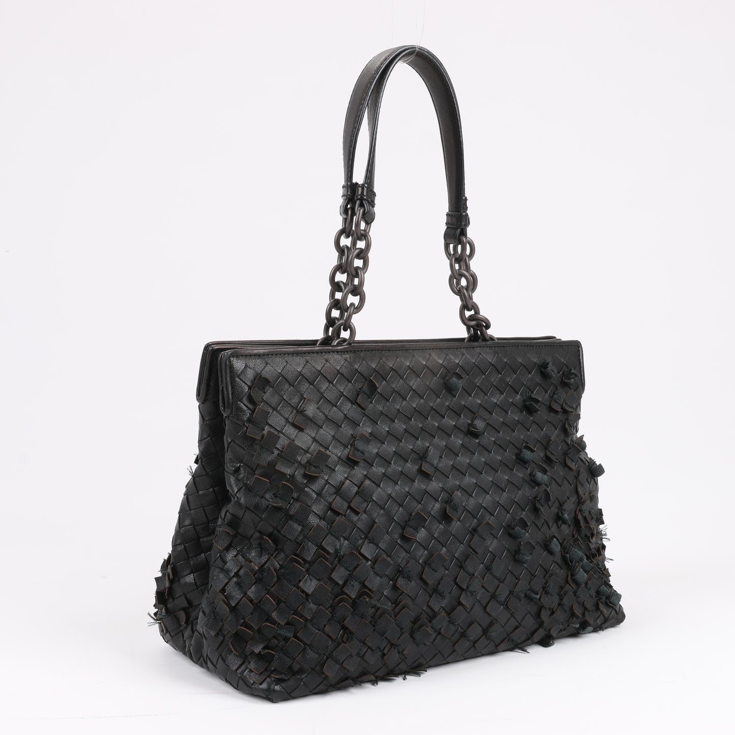 Bottega Veneta Sac à bandoulière en cuir Intrecciato en noir