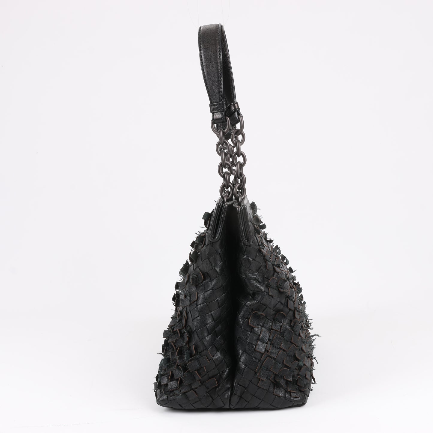 Bottega Veneta Sac à bandoulière en cuir Intrecciato en noir