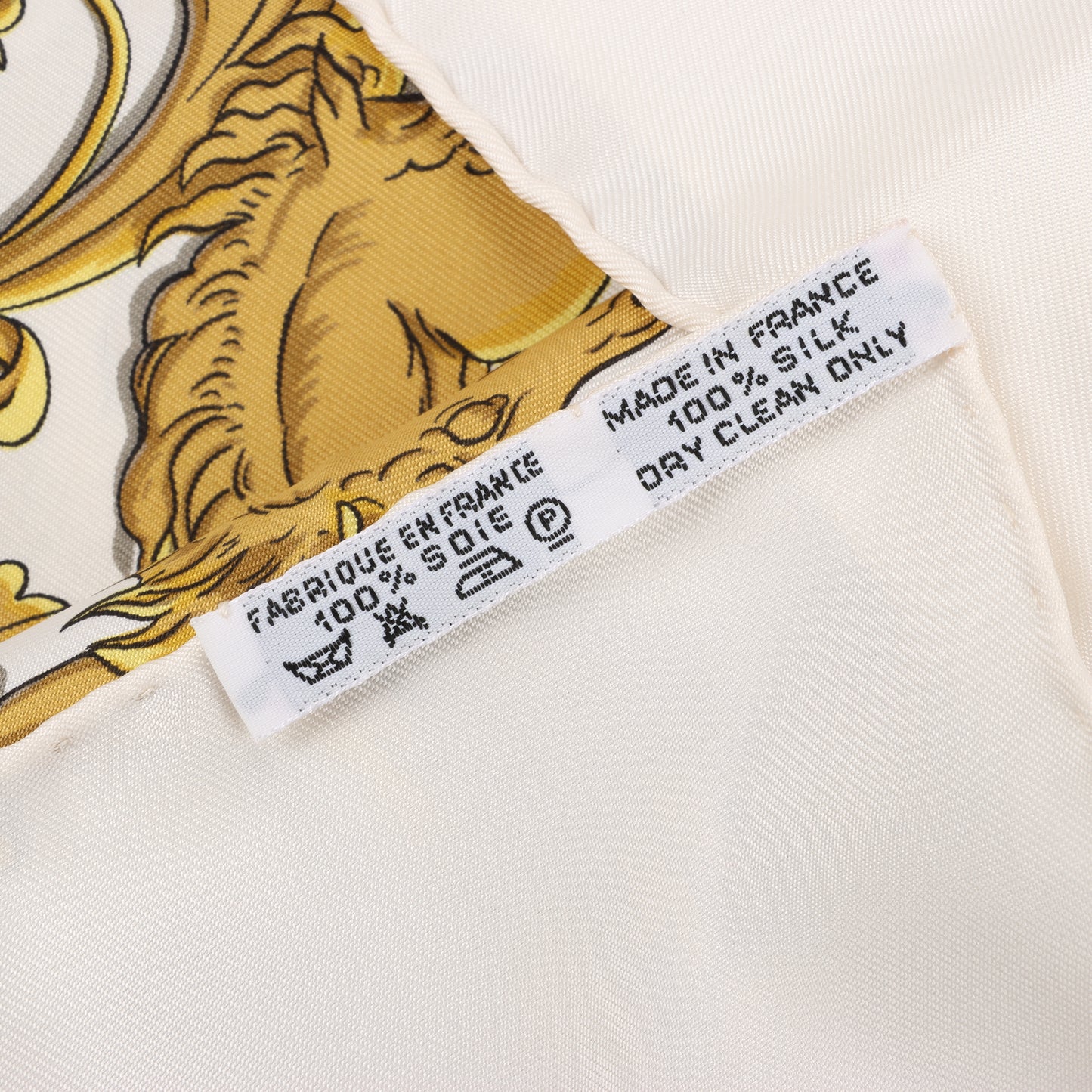 Hermès Carré 90 „LA PROMENADE DE LONGCHAMPS“ Schal aus 100 % Seide in Ecru