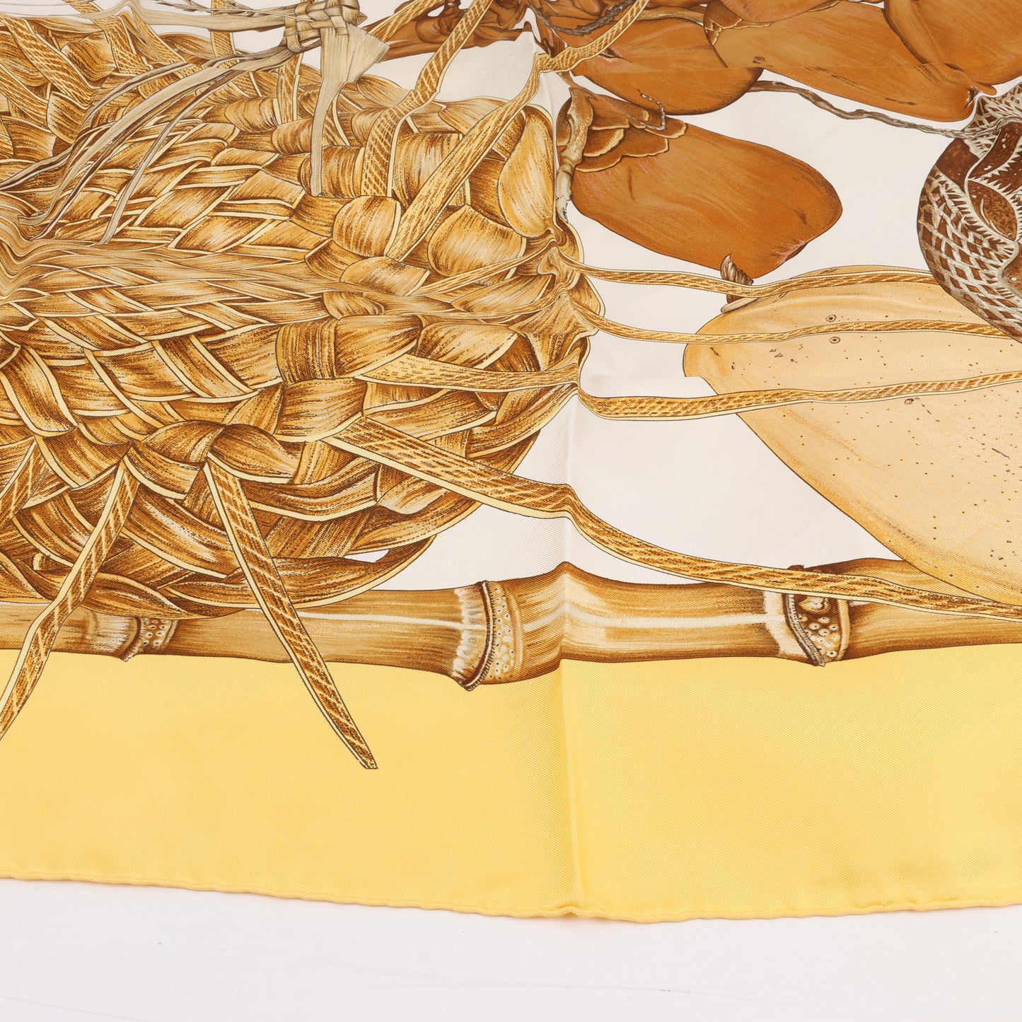 Carré Hermès Carré 90 « Jardin Créole » 100 % soie jaune