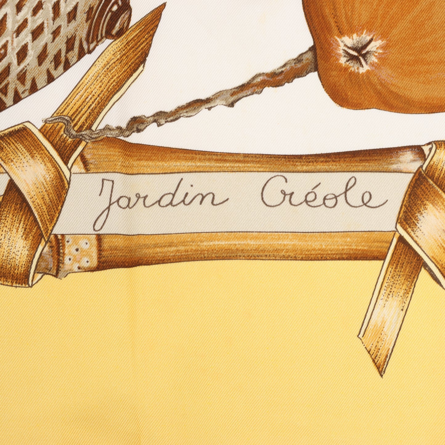 Carré Hermès Carré 90 « Jardin Créole » 100 % soie jaune