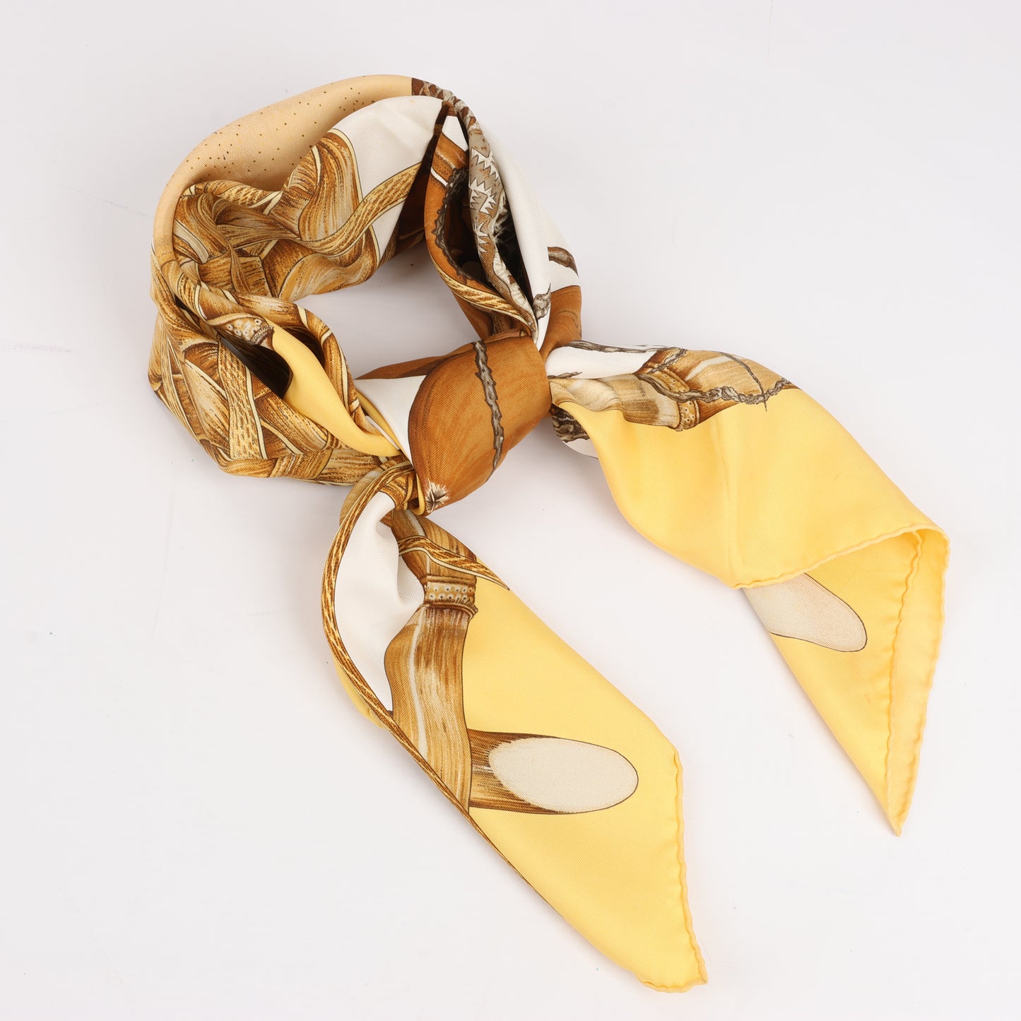 Carré Hermès Carré 90 « Jardin Créole » 100 % soie jaune