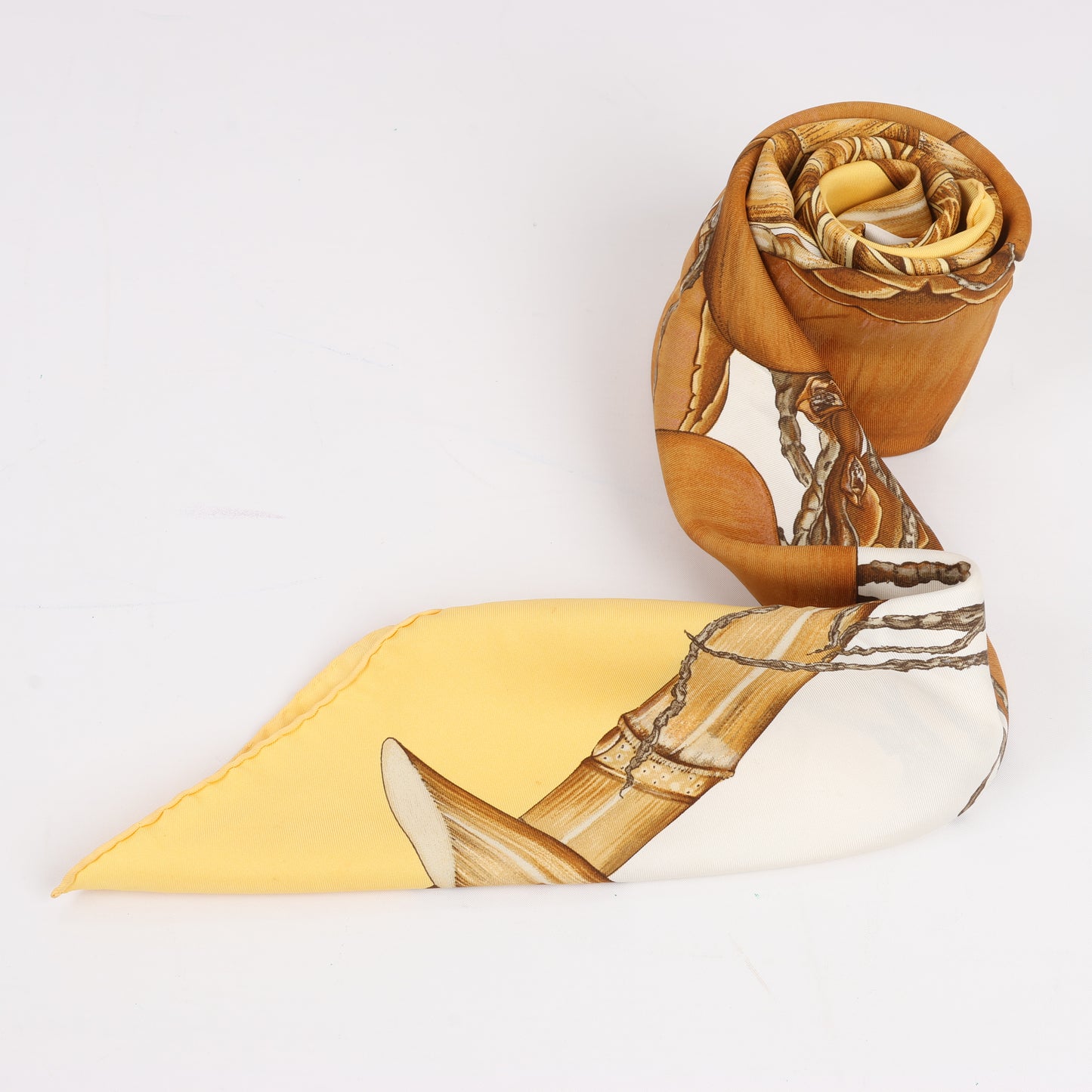 Carré Hermès Carré 90 « Jardin Créole » 100 % soie jaune