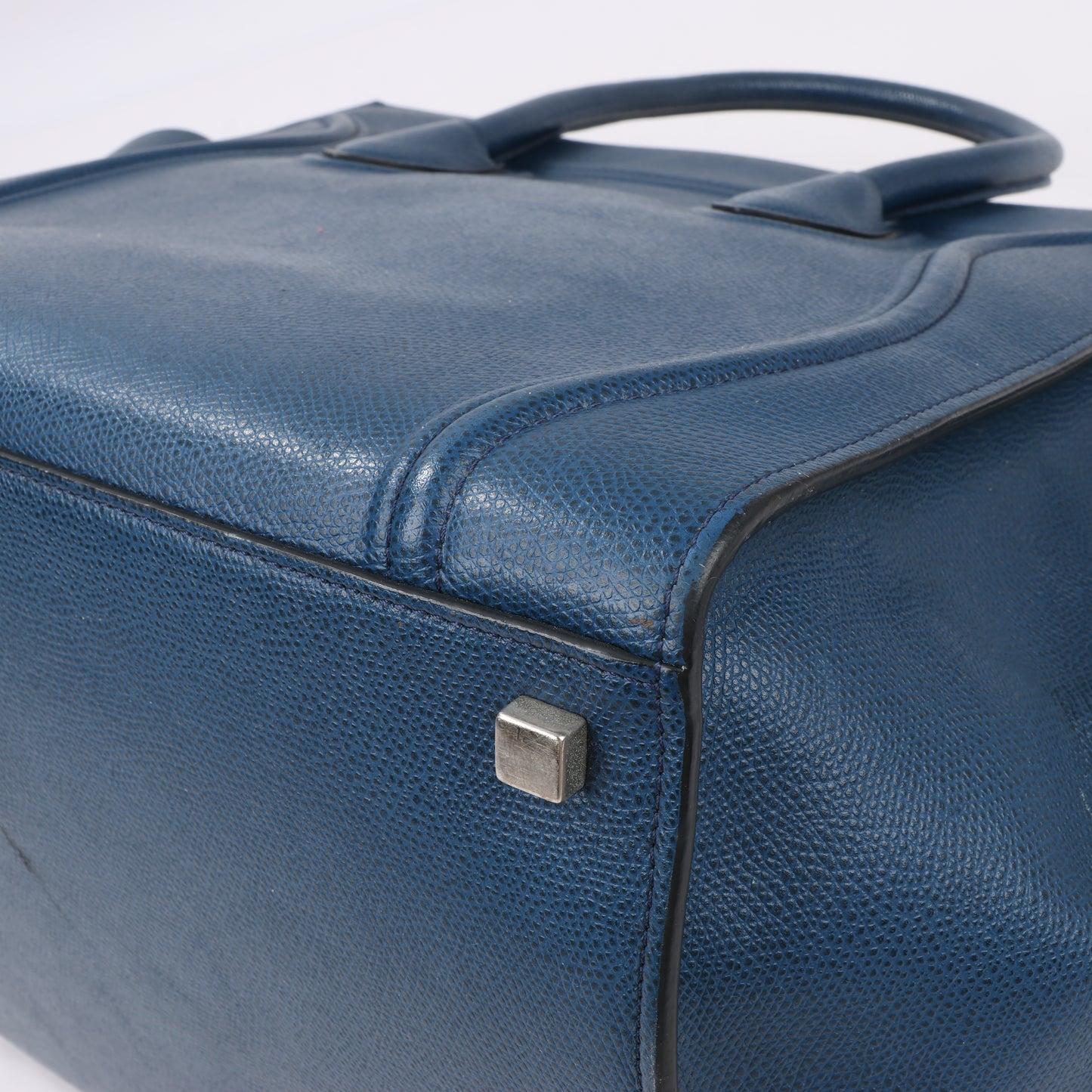 CELINE Luggage Phantom Medium Grained Leather Handbag in Navy Blue