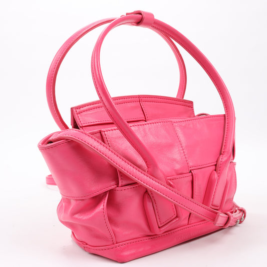 Bottega Veneta Arco Mini Paper Calfskin Maxi Intrecciato 2Way Handbag in Pink