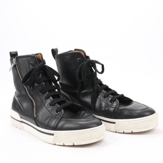 Hermès Leather High-Top Side Zip Sneakers in Black, Size 42 EU 182355ZH