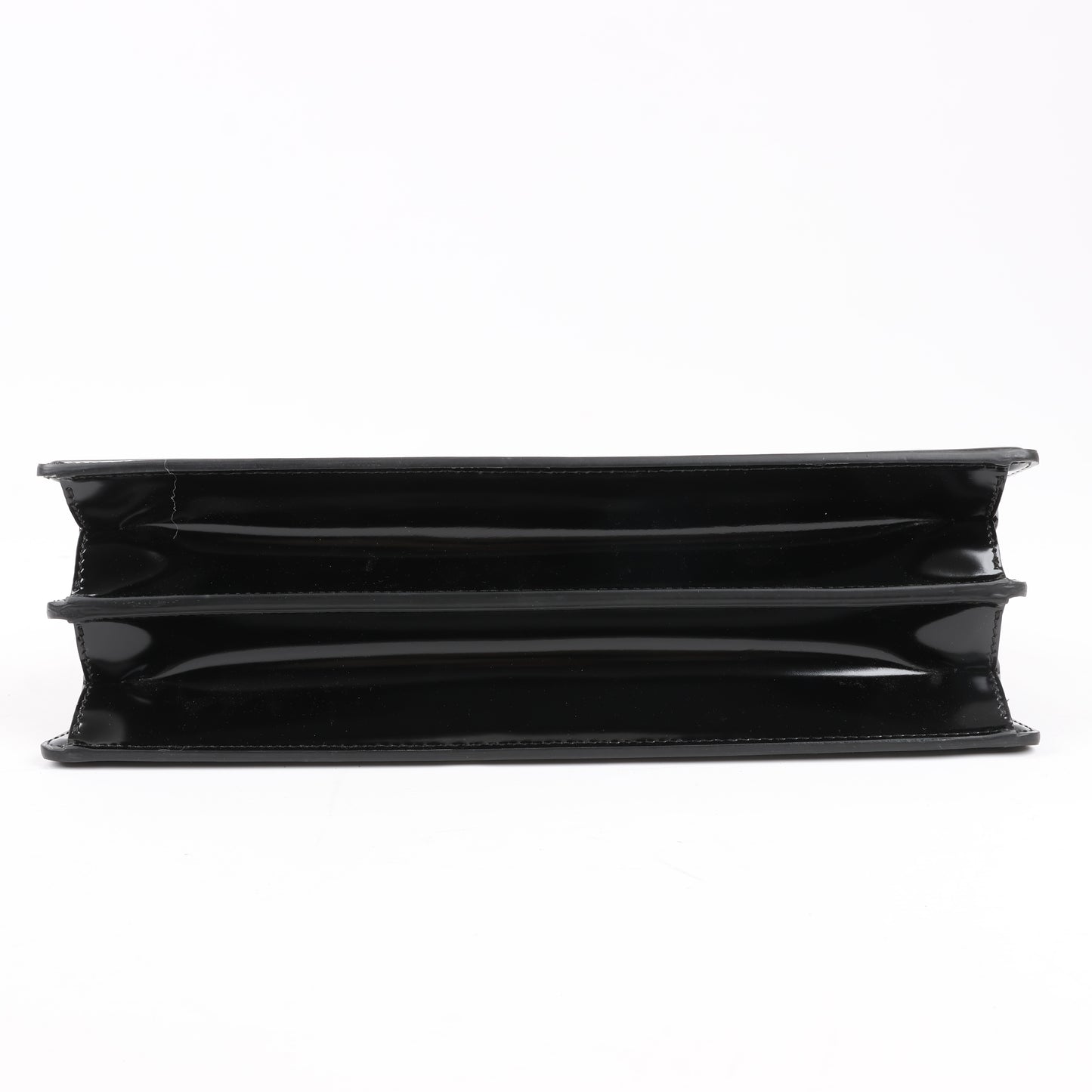 Fendi Peekaboo Cuts Patent Leather Chain Shoulder Bag in Black 8BN340