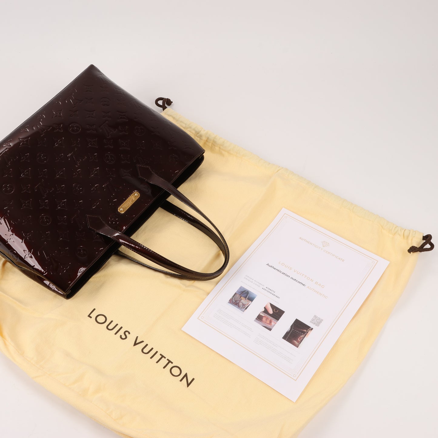 Louis Vuitton Monogram Vernis Wilshire MM Handbag in Amarante