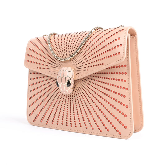 BVLGARI Serpenti Schultertasche aus Leder mit Kette in Rosa