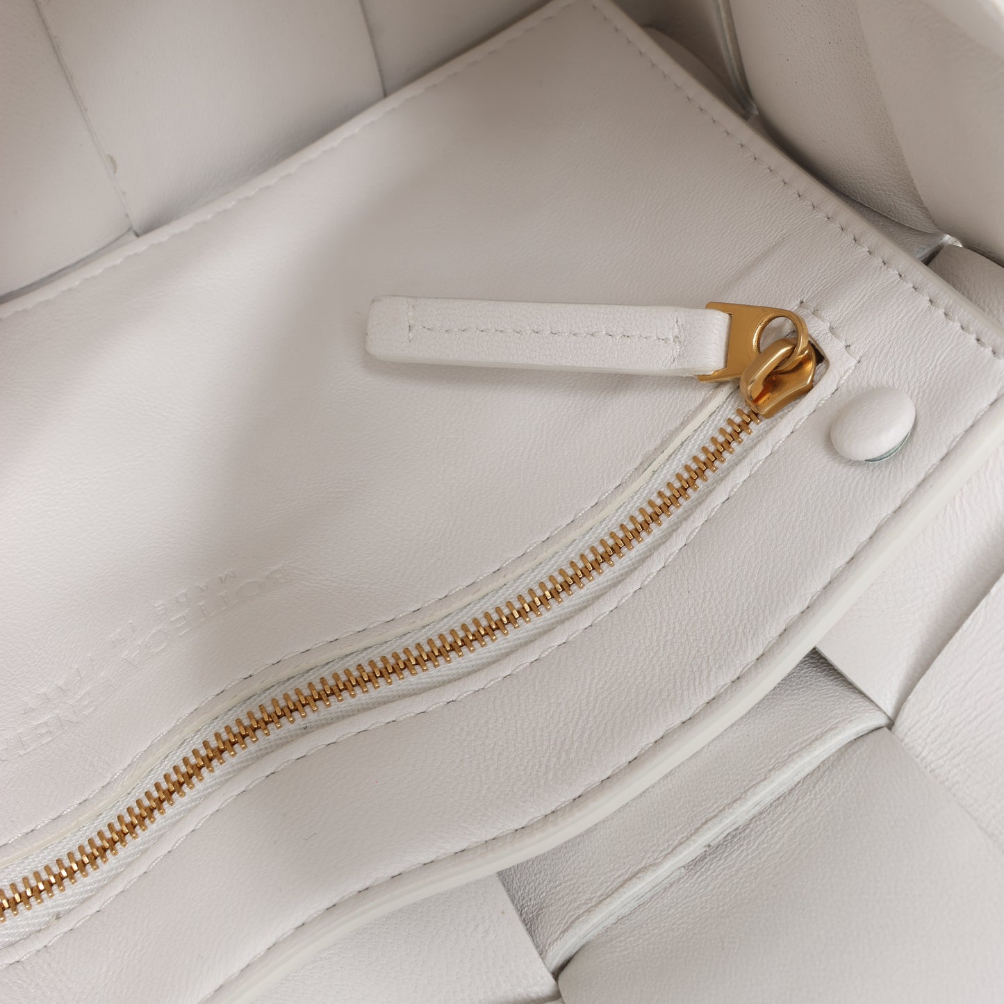 Bottega Veneta Maxi Intrecciato Cassette Leather Shoulder Bag in White