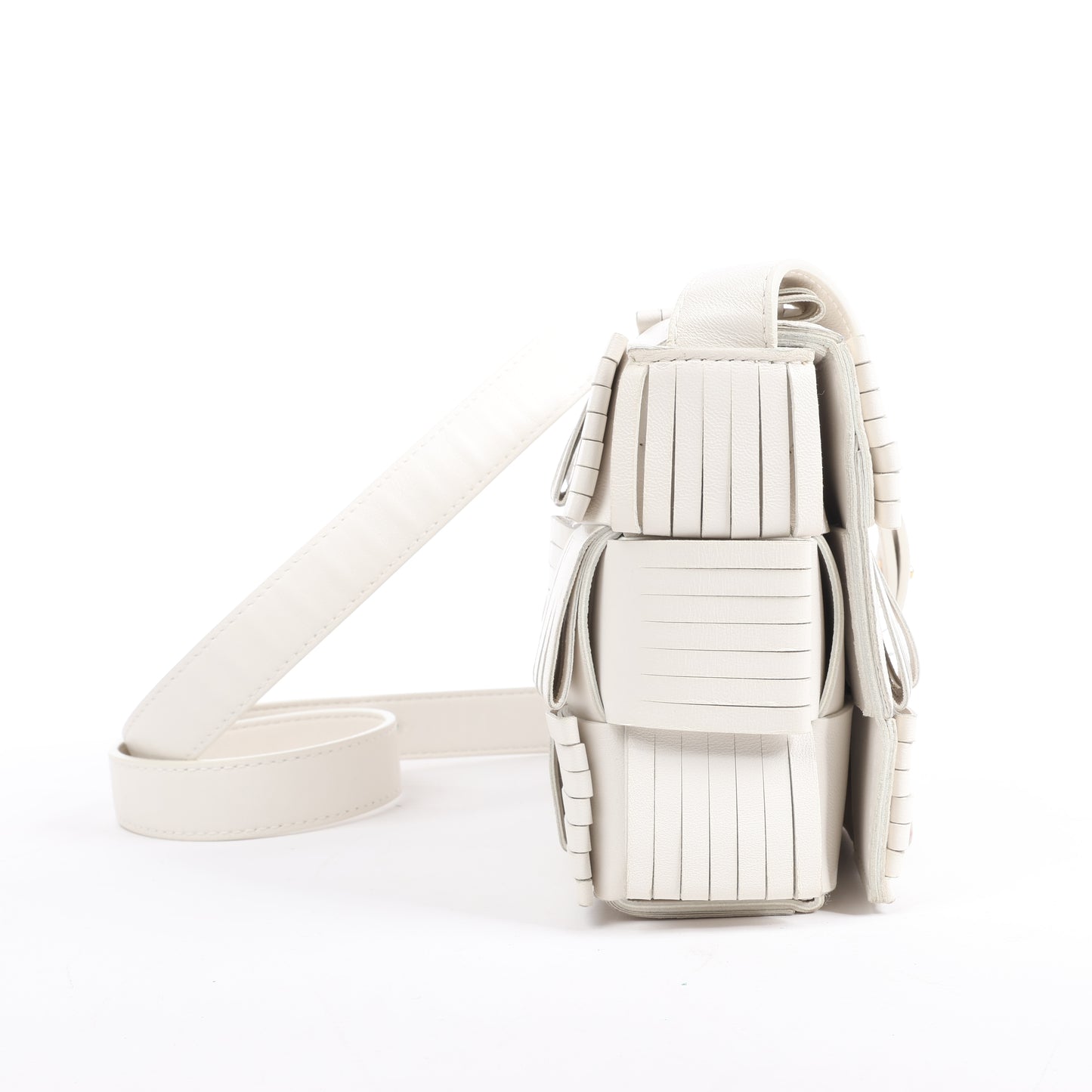 Bottega Veneta Maxi Intrecciato Cassette Leather Shoulder Bag in White