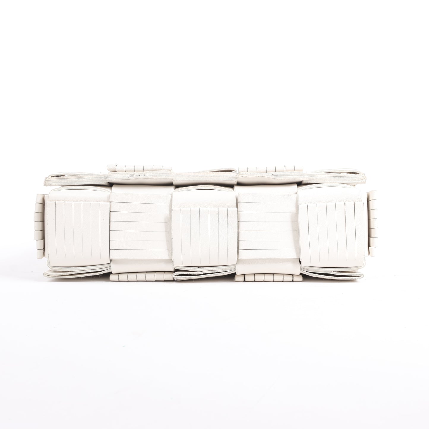 Bottega Veneta Maxi Intrecciato Cassette Leather Shoulder Bag in White