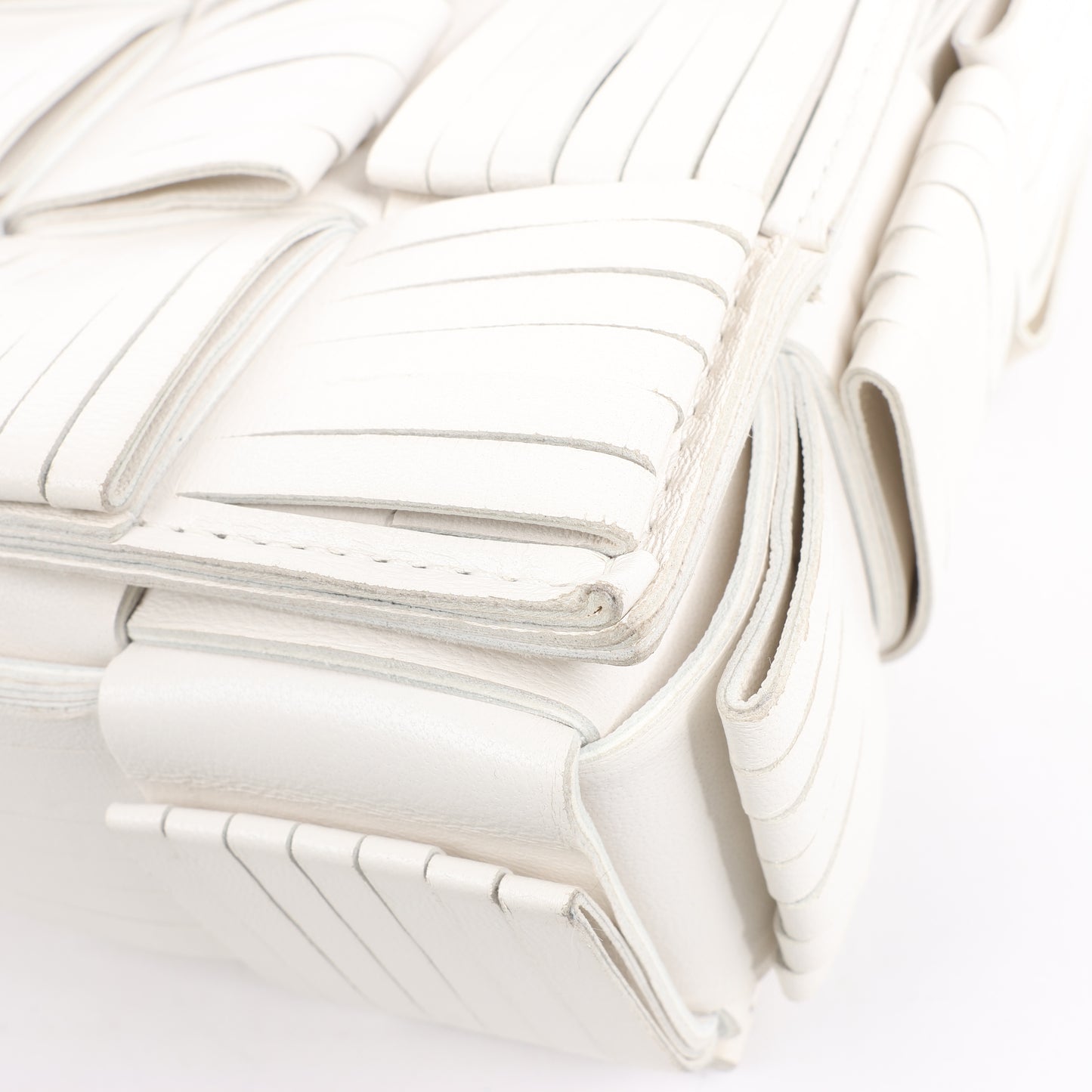 Bottega Veneta Maxi Intrecciato Cassette Leather Shoulder Bag in White