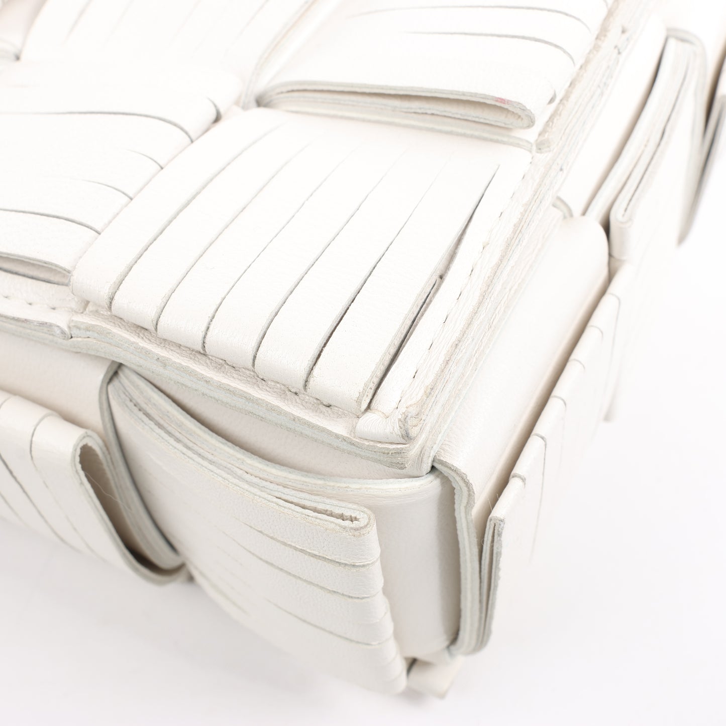 Bottega Veneta Maxi Intrecciato Cassette Leather Shoulder Bag in White