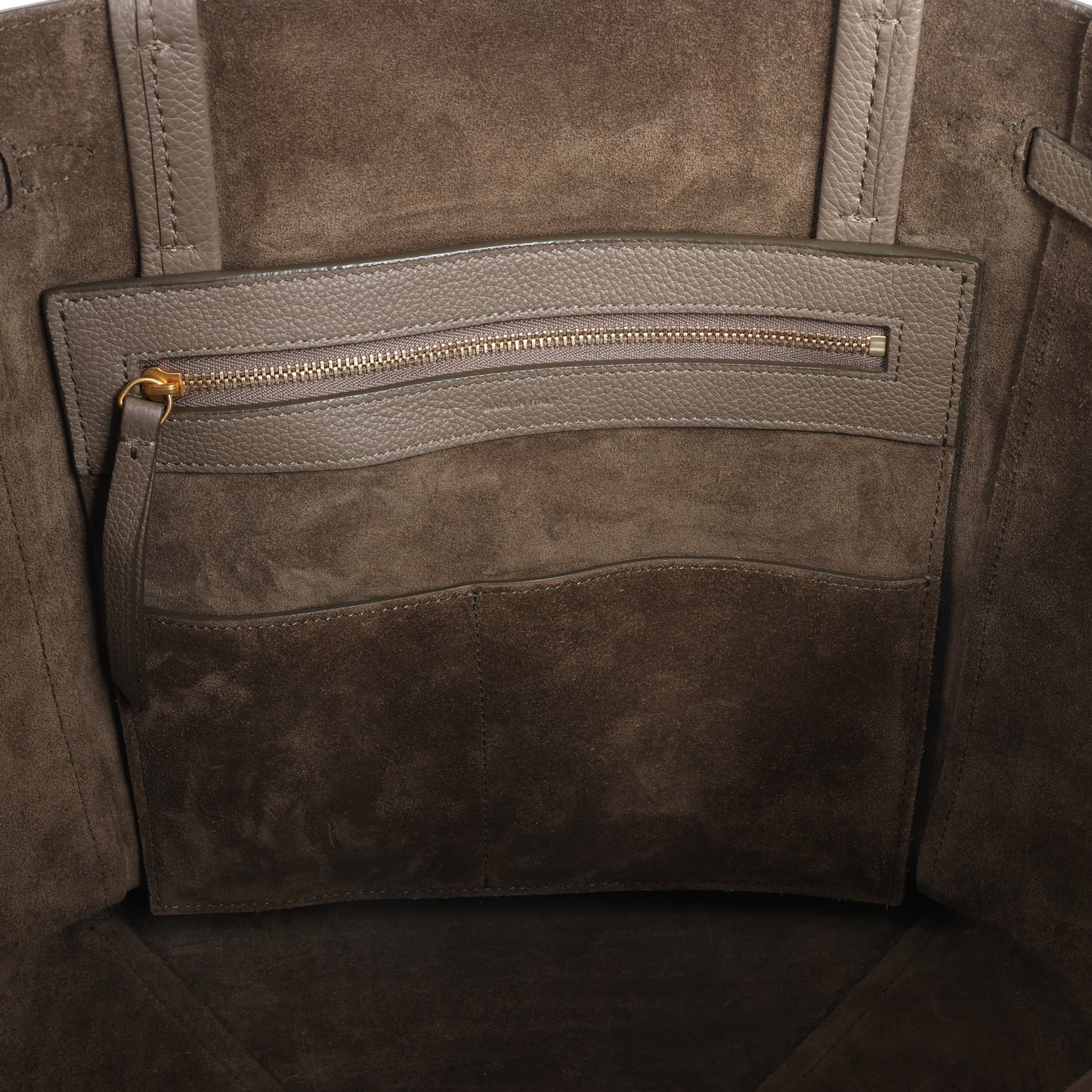 Celine – Cabas Phantom – Kleine Schultertasche aus Leder in Taupe