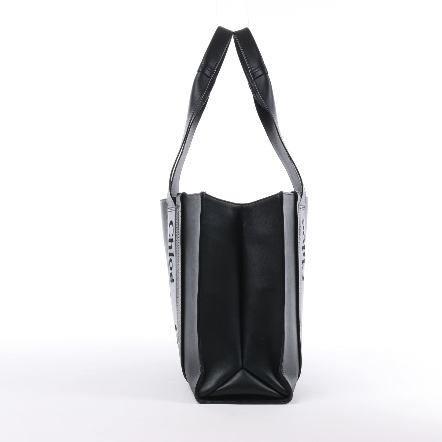 Sac cabas Chloé Woody Medium en cuir noir