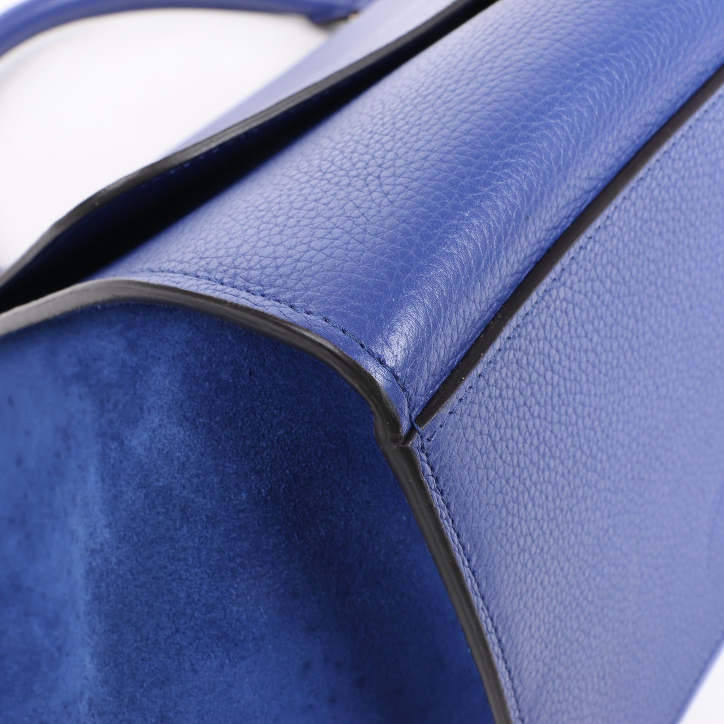Sac à main double sens en cuir et daim trapèze CELINE bleu