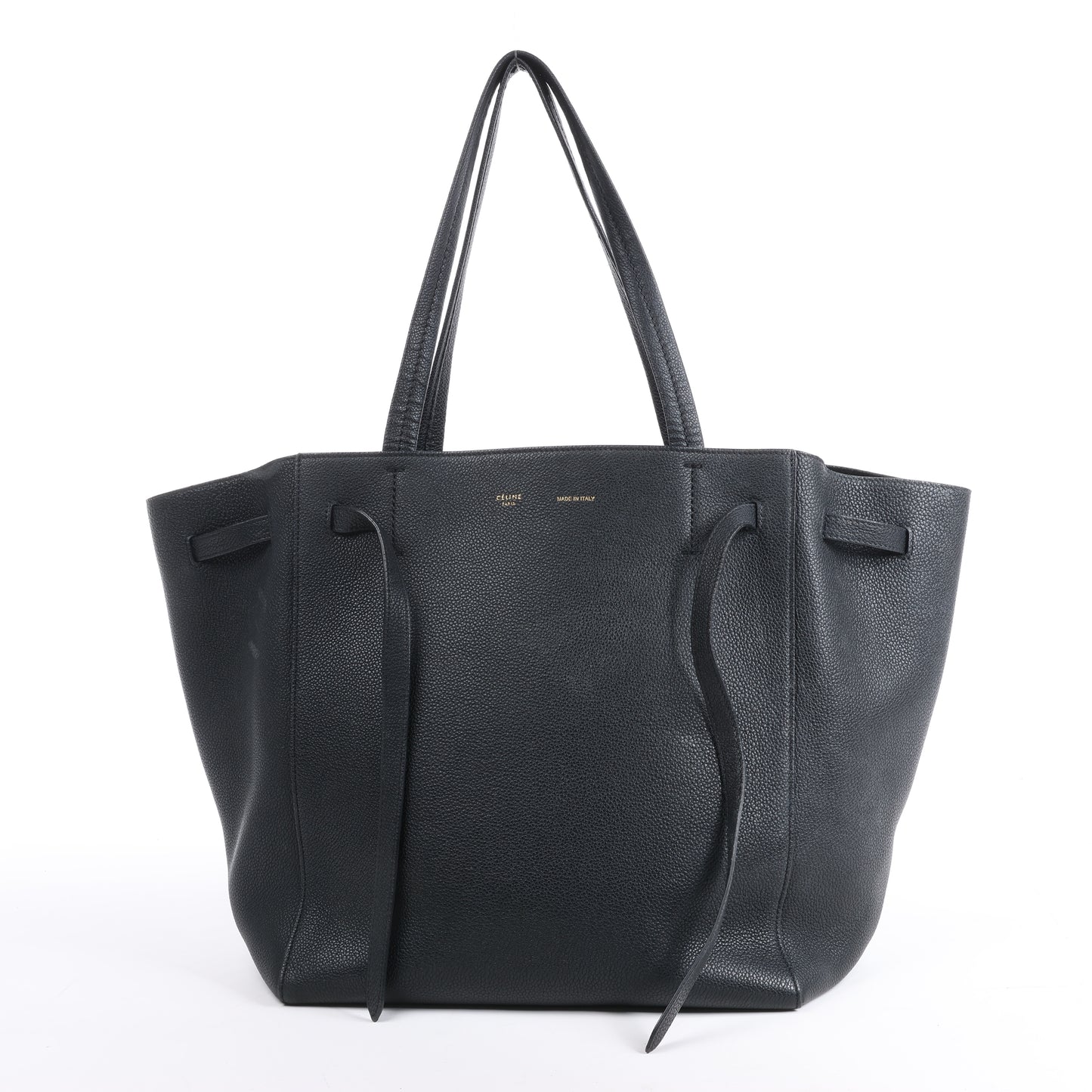 Celine Cabas Phantom Small Leather Shoulder Bag in Black