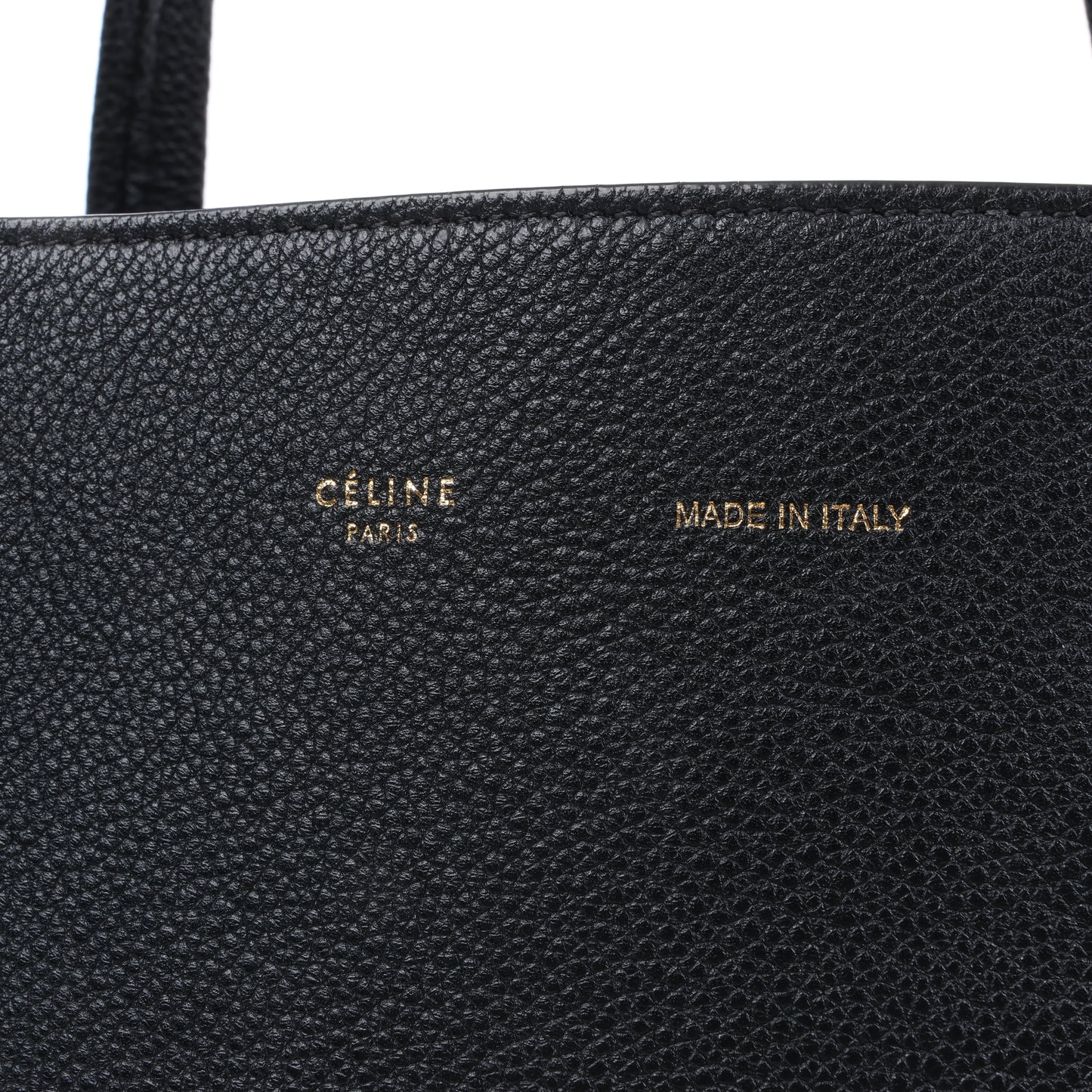 Celine Cabas Phantom Small Leather Shoulder Bag in Black