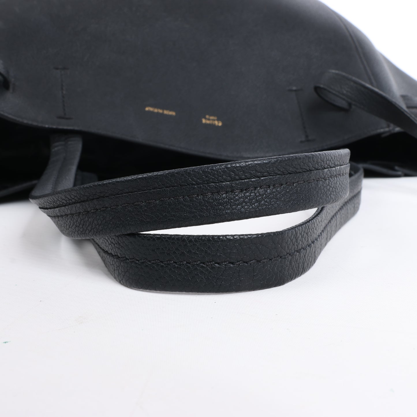 Celine Cabas Phantom Small Leather Shoulder Bag in Black
