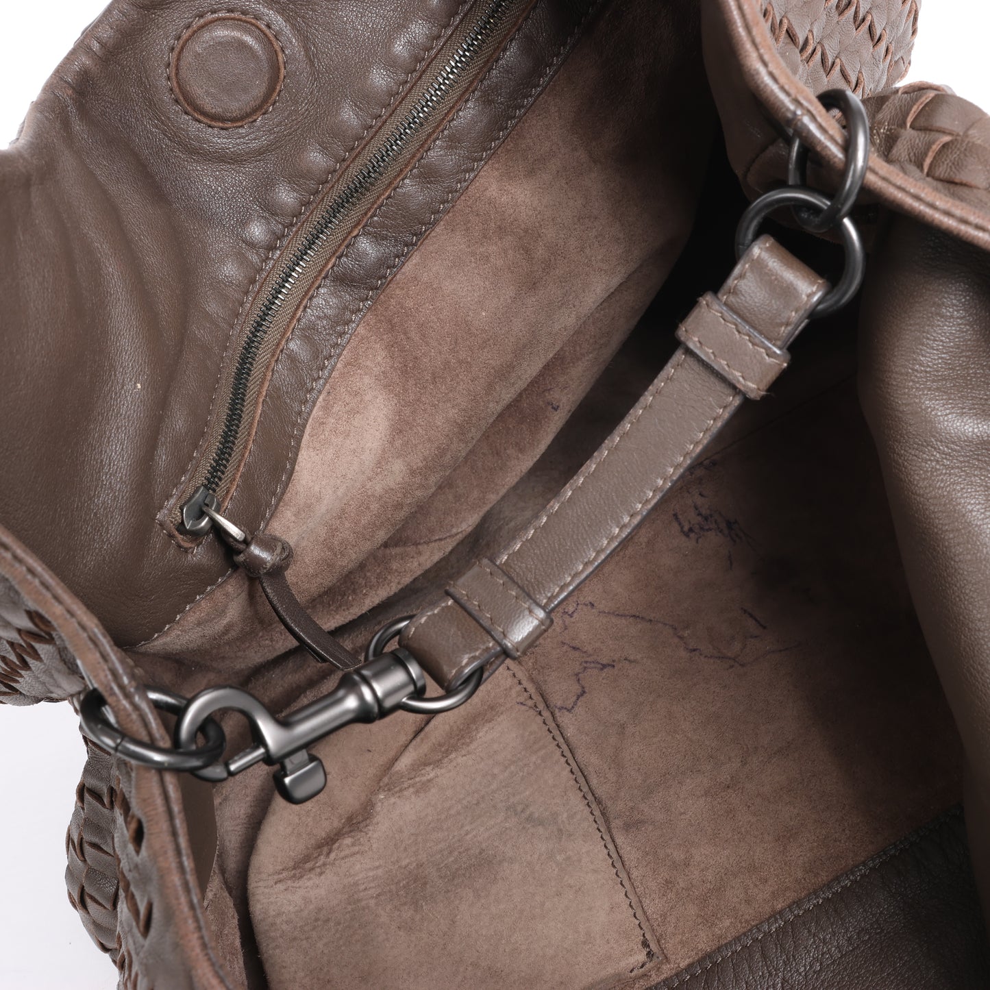 Bottega Veneta Intrecciato Campana Sac à bandoulière en cuir marron