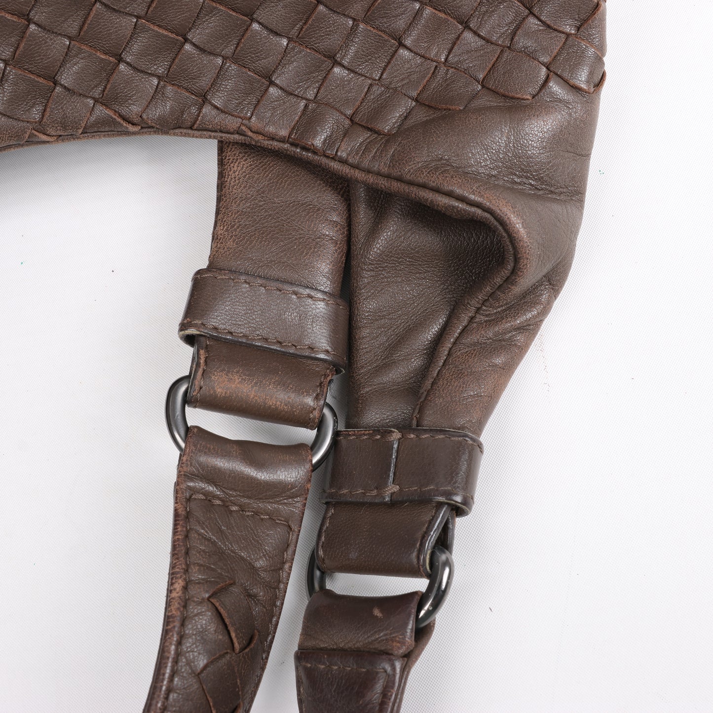 Bottega Veneta Intrecciato Campana Sac à bandoulière en cuir marron