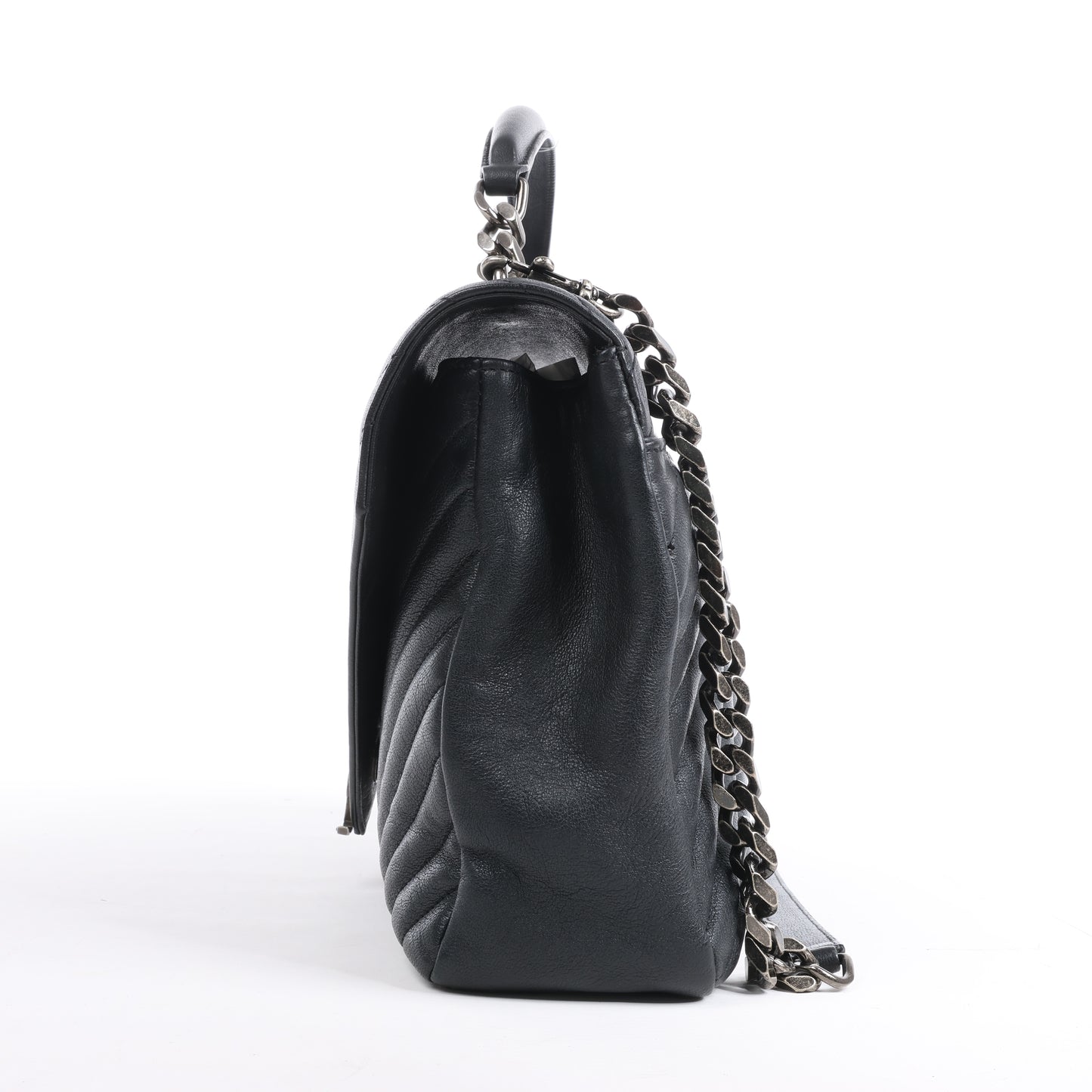 Saint Laurent Paris College Leather Chain Shoulder Bag in Black