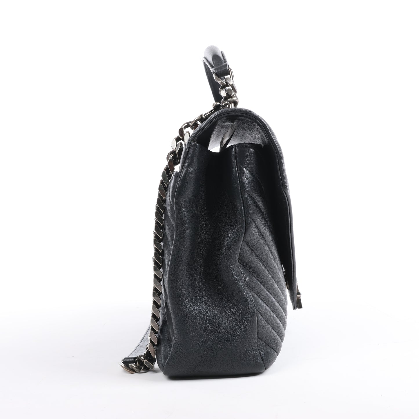 Saint Laurent Paris College Leather Chain Shoulder Bag in Black
