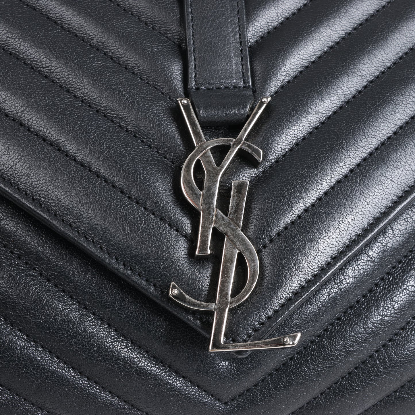 Saint Laurent Paris College Leather Chain Shoulder Bag in Black