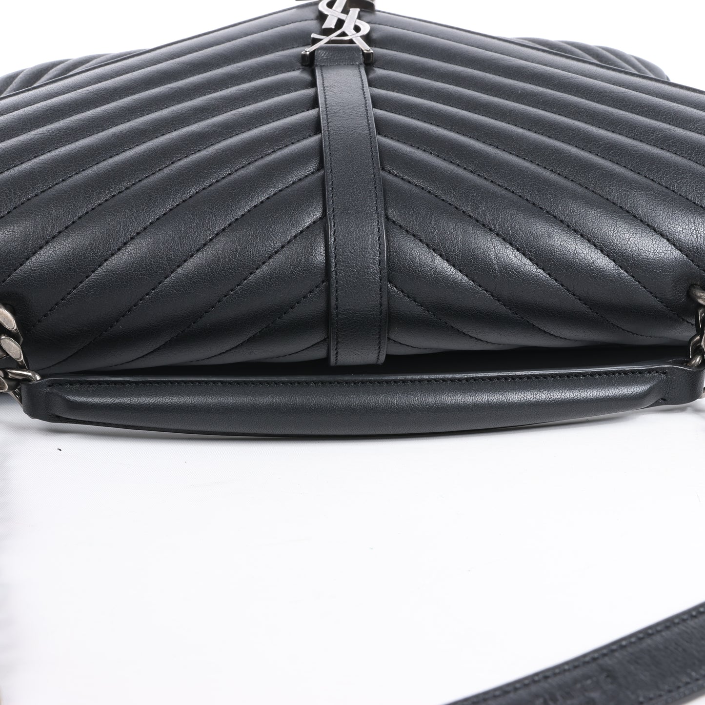 Saint Laurent Paris College Leather Chain Shoulder Bag in Black