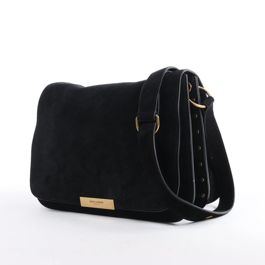 Sac à bandoulière Amalia en cuir et daim noir de Saint Laurent Paris