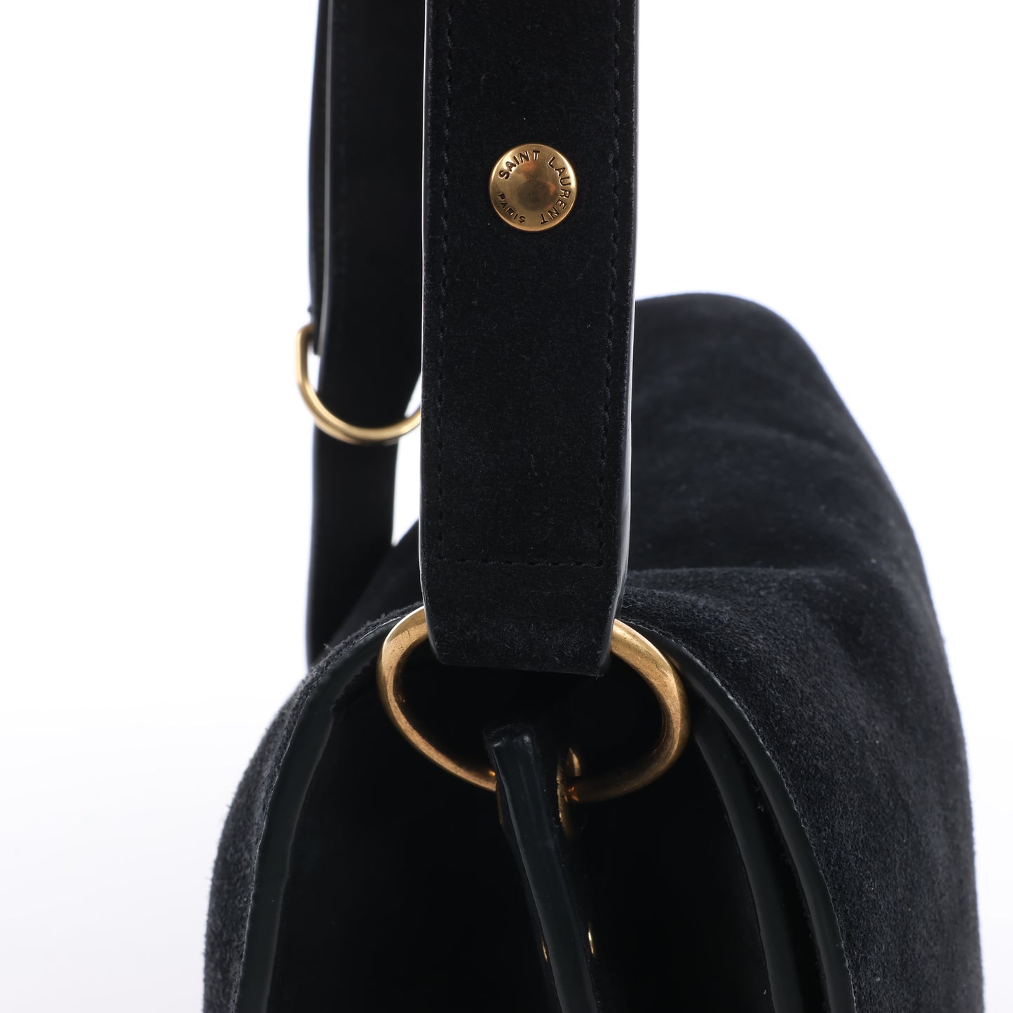 Saint Laurent Paris – Amalia – Schultertasche aus Wildleder in Schwarz